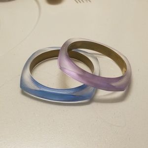 2 Alexis Bittar lucite bangles in blue and purple